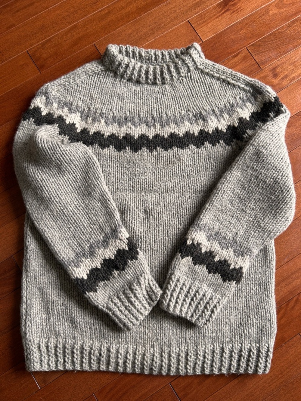 Artisan Gray and Black Turtleneck Fair Isle Sweater